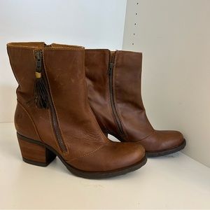 BORN Salazar Tassel Mid Calf Western Boots Leather Booties Women's 42/10M